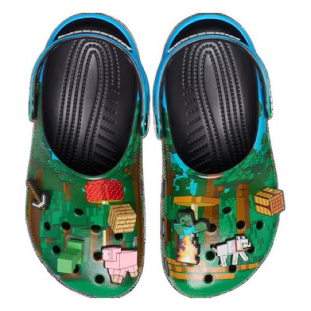 Men's Green and Black Graphic Clogs